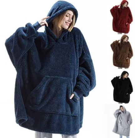 CloudCozy blanket hoodie color options including navy, brown, black, gray and wine red